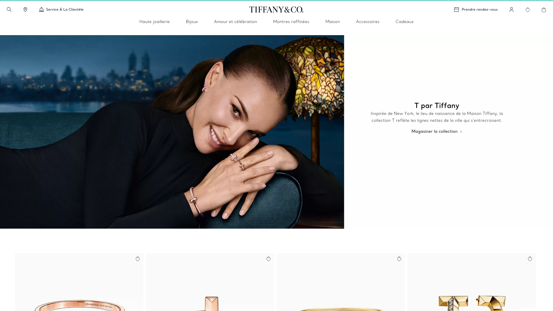 Home do site Tiffany & Co. Canadá
